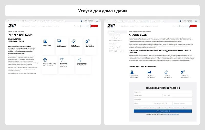 Услуги для дома: понятные иконки в каталоге и детальная информация с формой заказа в карточке.