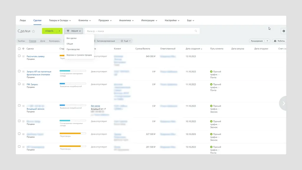 Воронка производства.